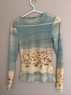 ZARA BEACH PRINT MESH TOP